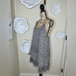 Lavender Brown NTM: , Black & Cream Print with Gold Threads Mini Dress Sz L Photo 10