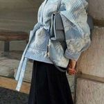 💕MUNTHE💕 Sahnely Quilted Jacket Light Blue Abstract Botanical Print 38 EU NWT Size undefined Photo 8