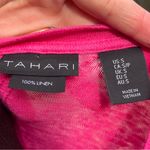 Tahari  Women’s 100% Linen Hot Pink V-Neck Short Sleeve T-Shirt Sz S Lightweight Photo 1