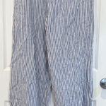 Tahari  Linen Pants Blue White‎ Striped Wide Leg Summer Casual Size 10 Photo 0