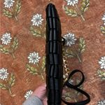 Y2K Woven Faux Leather Shoulder Bag with Gold Chain Strap Black Photo 2