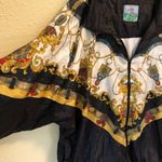 90S VINTAGE Baroque Silk Pattern pentathlon Windbreaker Jacket Large Black Photo 1