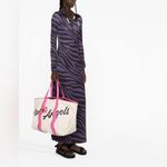 Palm Angels Pink Leather Logo Tote Bag Shoulder Carryall Large Display Model Photo 5