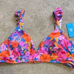 Cupshe  Pink Floral Ruffle Trim Bikini Swim Top Size XL Photo 2