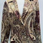 Chico's Chico’s Paisley Boho Jacket Chocolate Brown Satin Button Front Blazer Size 1/Med Photo 0