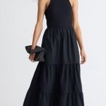 J.Crew Vintage rib high neck cutaway tank dress with poplin skirt Black XL NWT Photo 0