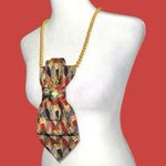 “Dainty Dapper”Elegant Gold and Red Statement necktie Necklace with unique pin Photo 3