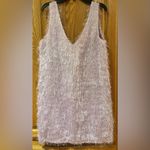 Topshop Lilac Metallic Fuzzy Fringe Deep Plunging V-Back Mini Slip Dress Size 6 Photo 5