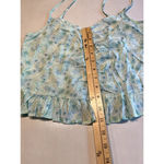 Abound ‎ Floral Ruffle Cami Top Medium Green Blue Sleeveless Summer Blouse Photo 7