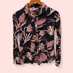 Banana Republic Cute  deep navy floral lightweight cotton breezy blouse Photo 1