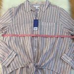 Popsugar linen blend striped button down tie front shirt XXL NWT Photo 7
