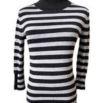 Express Design Studio Gray Striped Turtleneck Sweater SMALL Casual Cottagecore Photo 0