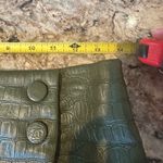 H&M Crocodile Pencil Skirt Green Faux Leather Size 6 Front Slit Chic Career Photo 4