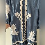 Farm Rio  Blue Embroidered Long Sleeve Dress M Photo 11