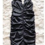NBD  Black Low V Cut Front Ruched Halter Dress Small NWT Photo 2