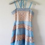 Foxiedox  Light Blue and Tan Floral Lace Dress NEW Photo 0