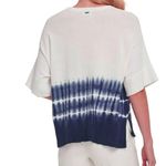 DKNY Women's White and Blue ribbed cotton Tie-Dye sweater Photo 1