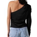 ASTR  The Label One Shoulder Long Sleeve Top - Black Size Photo 2