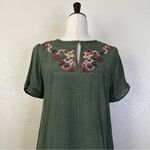 Umgee  Deep Green Floral Embroidered Mini Dress, Sz Small Photo 7