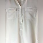 Maison Jules  M Workwear Pocketed Button Down Cream Long Sleeved Blouse Top Photo 4