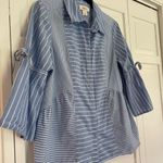 Style & Co SALE  blue striped button front top size small Photo 3