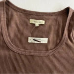 Madewell Square Neck Long Sleeve Crop Tee in Sleekhold Dark Coffee XS NWT Photo 3