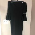 Alexis  Black Trumpet Sleeve Strapless Amelie Midi Dress XS Photo 2