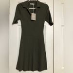 Everlane The Knit Polo Dress Collared Ribbed Short-Sleeve Midi olive new large Photo 2