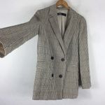 ZARA  Plaid Oversized Blazer Size XS Double Breasted Lightweight Cotton Chic Photo 11