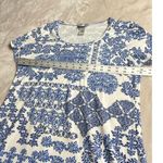 Tommy Bahama Stamped Medallion TShirt Dress Med Blue White Short Sleeve Pullover Photo 7