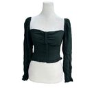 NWT SUNDAY BEST Sinatra Long Sleeve Blouse Sz XS Green Photo 2