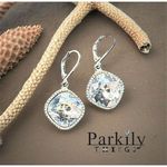 Earrings with clear Swarovski crystal handcrafted Silver Photo 1