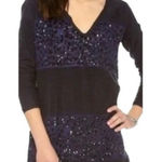 Free People  - Alpaca/Wool Sequin Sweater in Deep Navy & Black Size Small Photo 0