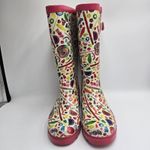 Dylan’s Candy Bar Rain Boots Women’s 7 Candy Print Gumdrop Gummy Worm White Pink Photo 3