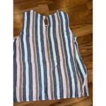 Ellen Tracy  Linen Striped Sleeveless Tank Top Women XL summer breezy boho casual Photo 2