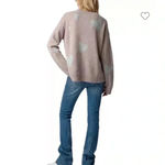 Zadig & Voltaire NWT Markus Heart Destroyed Cashmere Sweater Pink M Photo 5