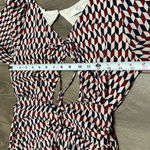 Mulla High Low Ruffle Cut Out Maxi‎ Dress Red Black Geometric Size Medium Photo 11