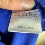 Ya Ya Bay Royal Blue Long Roll Tab Sleeve Half Zip Lightweight Knit Blouse Sz S Photo 6