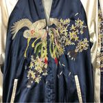 Opening Ceremony Blue & White Satin Reversible Embroidered Bomber Jacket M Photo 3