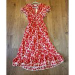Max Studio London NWT twist front floral red midi dress small Photo 10