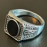 Casual black obsidian S925 silver ring size 9.75 Photo 2