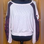 Free People Casual Clash Thermal Top Contrasting Billowed Sleeve Rose Petal XS Photo 6