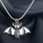 Gothic Black & White Bat Pendant Spooky Season‎ Necklace Photo 4