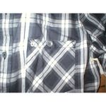 True Religion New Womens Designer M Plaid Top Logo Black Gray White NWT Long Photo 4