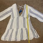 Blue Island NWOT white, blue, silver sparkle stripe coverup dress size medium Photo 3