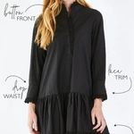 Hunter Bell NWT  Carter in Black Lace Trim Cotton Poplin Mini Shirt Dress S Photo 7