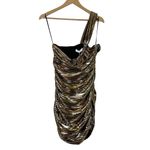 ASTR NWT  Golda Mini Dress Womens M Gold One Shoulder Ruched Cocktail Going Out Photo 2