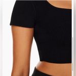 Aritzia  Babaton sculpt knit rib short sleeve square neck crop top sz m‎ black Photo 1