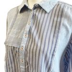 Sundance  Top Size XS Blue Patchwork Stripe Long Sleeve Button Down High Low Hem Photo 1