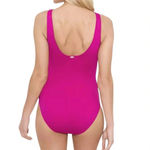 Ralph Lauren Lauren Beach Club Twisted One Piece Swimsuit Magenta Size 10 NWT Photo 1